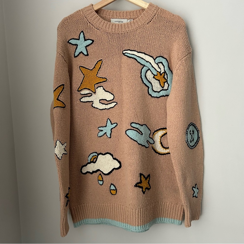COACH Outerspace Intarsia Crewneck Sweater - Picture 2 of 8